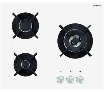 Produktbild von Airlux AV635HWH, Weiß, Integriert, Gaskochfeld, Glas, 3 Zone(n), 3 Zone(n)