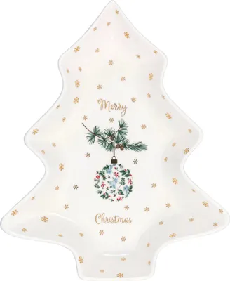 Produktbild von Greengate Teller JOELLE Tannenbaum Form mit MERRY CHRISTMAS 22x18 cm