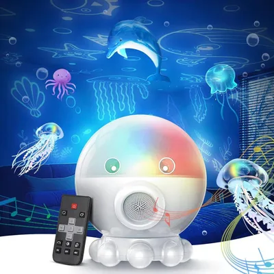 Produktbild von LED Sternenhimmel Projektor Baby Nachtlicht Oktopus,360° Drehbar Galaxie Projektor Lampe mit Fernbedienung, Timer&9 Schlaflieder, Kinder Geschenk,Weiß