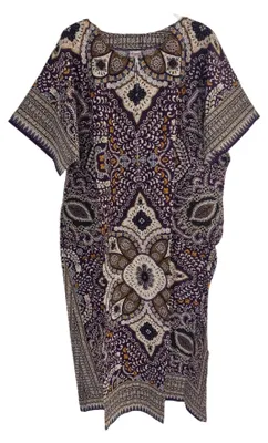 Imagen del producto de Vestido largo tipo caftán, 100% algodón, con estampado africano