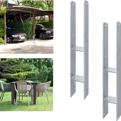 Obrázek produktu pro ACXIN 2 kusy podpěra H-sloupku H-kotva Sada kotev pro sloupek v žárově pozinkovaném provedení 91x600mm Žárově pozinkovaný, tloušťka materiálu 5mm