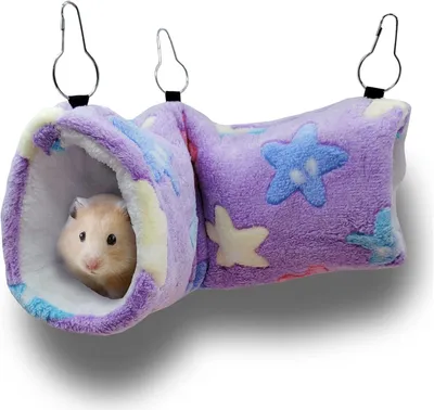 Produktbild von Hängematte für Meerschweinchen, Frettchen, Ratten, Hängetunnelbett, Hängematte für Kleintiere, Hamster, Chinchillas, Frettchen, Versteck, Schlafkäfigzubehör, Lila