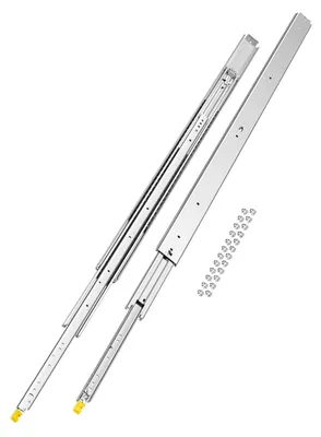 Produktbild von VEVOR 1 Paar Vollauszugsschubladenschienen 16 18 20 24 30 35 37,4 59 24 32 36 40 48 60 Zoll, 250 lbs Tragfähigkeit, verriegelbare Schubladenschienen, Kugellager mit Verriegelung, seitlich montierte Schubladenschiene, 142,2 cm