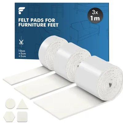 Imagen del producto de Fieltro autoadhesivo en rollo - Blanco - 4 mm de grosor - 3 rollos