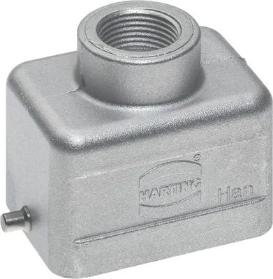 Produktbild von HARTING Han 6B EMV / High Temp Tüllengehäuse niedrig, 1xM20 gerader Kabelabgang, für 1 Bügel (am Unterteil)