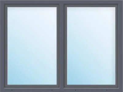 Produktbild von ARON Basic+ Kunststofffenster 2 Flügelig (Dreh-Kipp/Dreh-Kipp) mit festem Pfosten 160x155 cm RAL 7016 anthrazitgrau (För