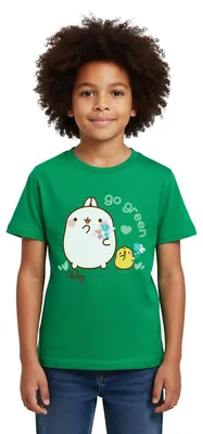 Produktbild von Spreadshirt Molang Piu Piu Go Green Umwelt Natur Kinder T-Shirt, 98/104 (3-4 Jahre), Kelly Green