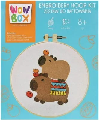 Produktbild von Stickset „Fröhliche Kapibaras“, Durchmesser 14 cm