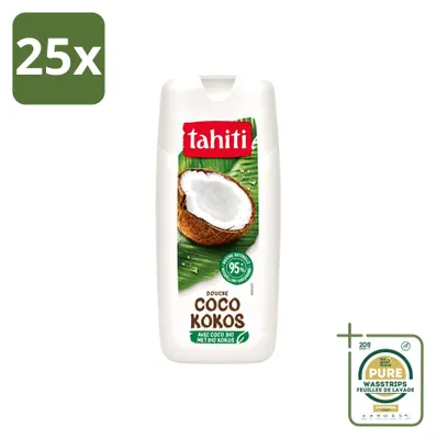 Image de 25 gels douche Tahiti à base de coco biologique - Végétalien - 300 ml - Pack économique - 25 pièces