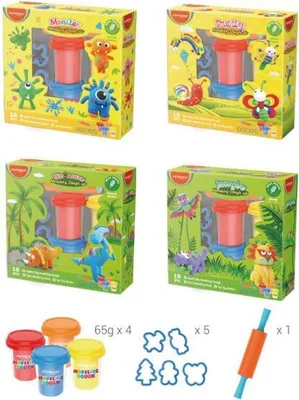 Imagen del producto de Ciastolina Keyroad, 4 colores, 65 g cada uno, con 5 moldes y un rodillo