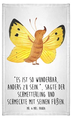 Produktbild von Mr. & Mrs. Panda Handtuch Schmetterling Zitronenfalter - Weiß - Geschenk, Gästetuch, Baumwollhandtuch, baumwolle, Gästehandtuch 30x50, Schmetterlinge, buntes, Liebe, Fakt