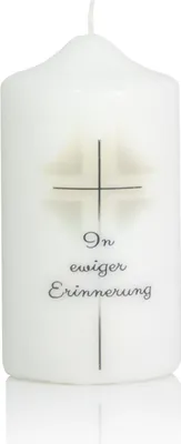 Produktbild von INNA-GLAS Trauerfeier Kerze VIKTORIUS, In ewiger Erinnerung, Fotodruck, verziert, weiß-schwarz, 15cm, Ø7,8cm - Germany - Trauerkerze