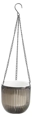 Produktbild von Hängender Blumentopf, Transparentes Design, Langlebiges Material, 165mm, grau