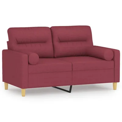 Produktbild von vidaXL 2-Sitzer-Sofa mit Zierkissen Weinrot 120 cm Stoff