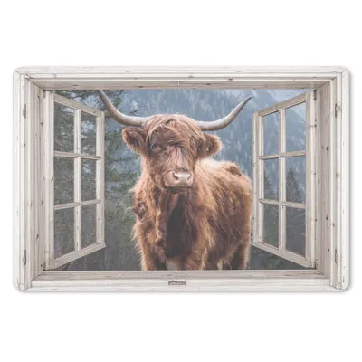 Produktbild von MuchoWow® Schreibtischunterlage Scottish Highlander - Aussicht - Berg 60x40 cm - XXL Mauspad - Großes Mauspad