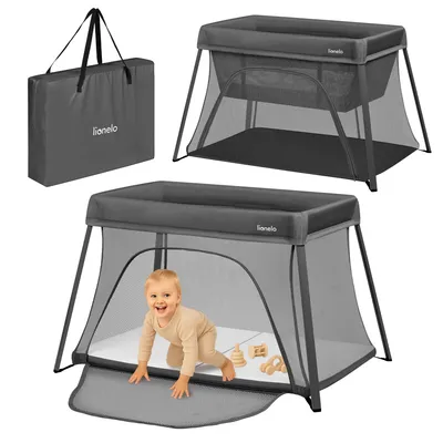 Image de Lionelo lit de voyage lit d'enfant parc Alice 3 en1 de 0 à 15 kg, 2 hauteurs, accès latéral, faltba Grey