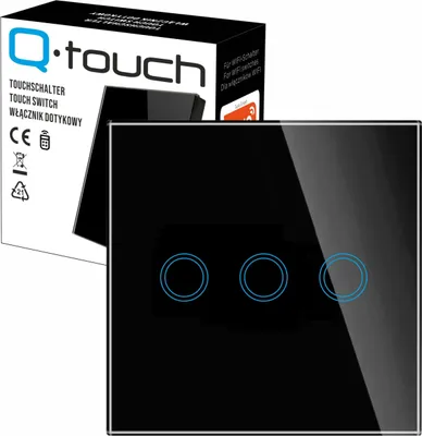 Produktbild von Glas Touch Lichtschalter Wandschalter 3-Fach Schalter LED schwarz