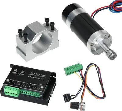 Produktbild von CNC Spindelmotor 500W - ER11500W - Bürstenlos - Luftgekühlt - ER11 Spannzange - 48V Drehzahlregler - 12000 U/min - 0,6 N·m - Schwarz