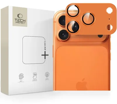 Obrázok produktu pre Sklenený ochranný kryt Tech-Protect Camfull Fit+ na fotoaparát pre iPhone 17 Pro - oranžová