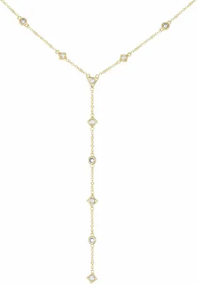 Produktbild von cai Halskette 925 Silbervergoldet Y-Kette mit Zirkonia 925/- Sterling Silber 45+5cm weiß 360252616V-50