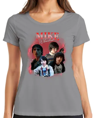 Zdjęcie produktu dla Mike Wheeler Stranger Fan Gift Hawkins 80s Retro 90s Bootleg Ladies T-Shirt, szary, 3XL