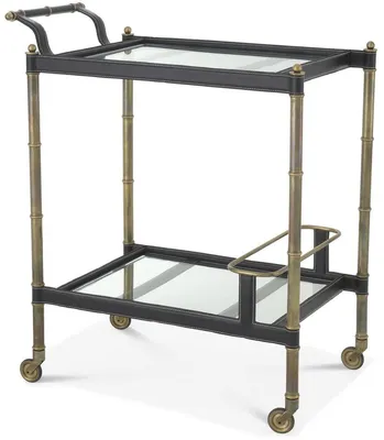 Produktbild von Casa Padrino Luxus Servierwagen Vintage Messingfarben / Schwarz 74 x 44,5 x H. 84 cm - Hotel Restaurant Gastronomie Trolley - Luxus Accessoires