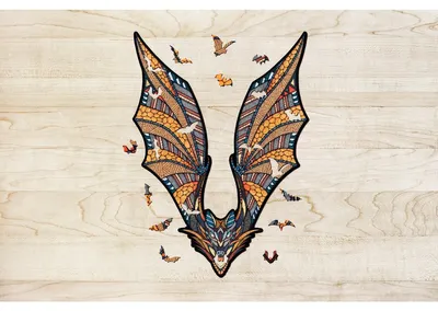 Eco Wood Art (EWA) Holz LegPuzzle Vleermuis/ Bat, Size M, 2307, 39x28x0,5cm