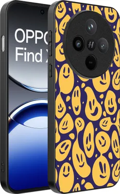 Produktbild von Smartphonica Telefon Fall geeignet für Oppo Find X8 mit Smiley-Druck - TPU zurück Abdeckung Fall Emoji Design - lila gelb