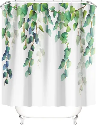 Obrázek produktu pro Textilní sprchový závěs odolný proti plísním – 180 × 200 cm – zelený – 12 C-kroužků