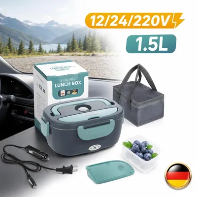 Produktbild von Wasserdicht Edelstahl Lunchbox 60W Elektrisch 12V/24V/220V Brotdose 1.5L Essen