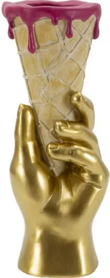 Obrázok produktu pre Mauro Ferretti Kvetináč v tvare rožka, zlatý a ružový, 12,5 x 11 x 31 cm