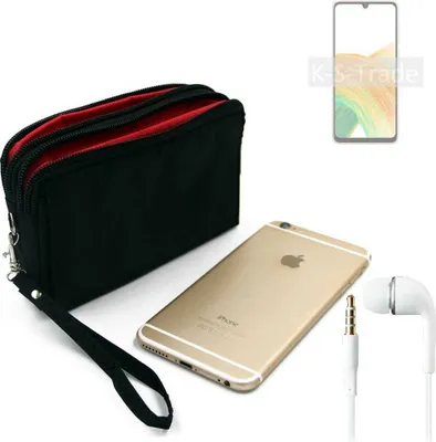 Produktbild von TOP SET kompatibel mit Samsung Galaxy A33 5G Handy Hülle Gürteltasche schwarz + Kopfhörer Travel Bag Travel-Case mit Diebstahlschutz praktische