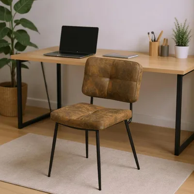 Zdjęcie produktu dla Krzesło biurowe - Krzesło do pracy - Krzesło konferencyjne - Krzesło bez podłokietników - Krzesło w stylu vintage, kolor brązowy, obicie z zamszu
