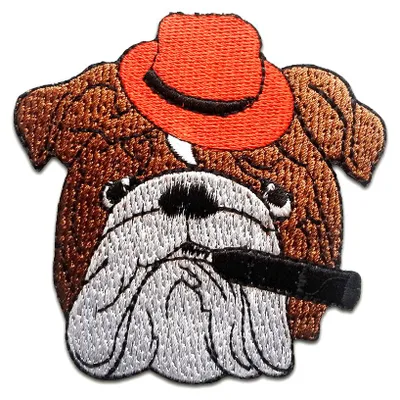 Produktbild von Hund Mit Zigarette - Aufnäher, Bügelbild, Aufbügler, Applikationen, Patches, Flicken, Zum Aufbügeln, Größe: 7,4 x 7,5 cm
