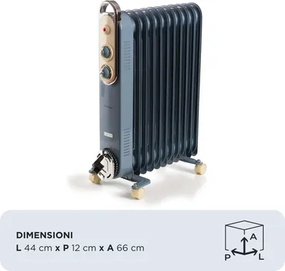 Zdjęcie produktu dla Ariete Vintage Line 8252/05, Podgrzewacz elektryczny pomieszczeń na olej, Olej, Wewnętrzna, Podłoga, Jasny Niebieski, Obrotowy