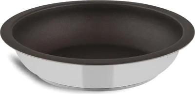 A close-up, studio shot of a frying pan.