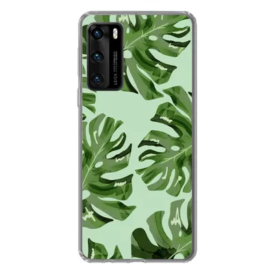 Produktbild von MuchoWow® Handyhülle Schutzhülle Hülle für Huawei P40 Blätter - Tropisch - Pastell Silikon Softcase Handy Hülle - Handytasche
