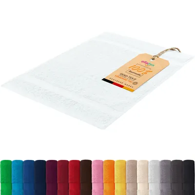 Produktbild von EllaTex PARIS Gästetuch 30x50 cm – 100% Baumwolle, 500 g/m² Frottier, flauschig & saugstark, in Farbe: Schneeweiß