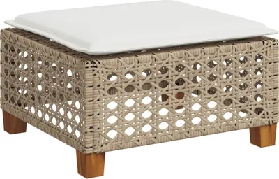 Immagine prodotto di Sgabello Giardino con Cuscino Beige 63,5x56x32 cm in Polyrattan