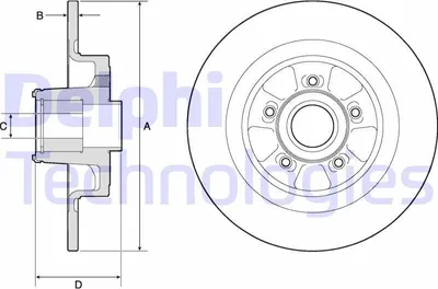 Produktbild von 2x DELPHI Bremsscheibe BG9133RS für RENAULT Clio III Schrägheck (BR0/1 CR0/1)