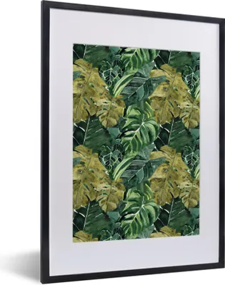 Produktbild von MuchoWow® Gerahmtes Poster Tropisch - Grün - Blatt 30x40 cm - Poster mit Schwarzem Bilderrahmen Wandposter Rahmen Foto Bilder - Wandposter Schlafzimmer