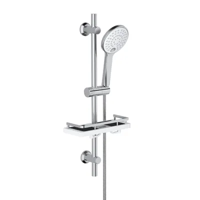Produktbild von JOHO Duschset Duschstange mit Duschkopfhalter, Duschbrause mit schlauch und halterung, Brausestangeset 0.7m mit Duschablage/Seifenschale D12CP