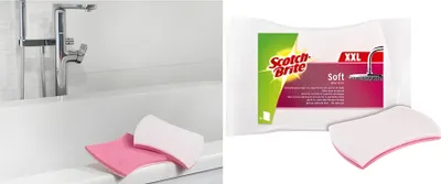 Image de Éponge de nettoyage Scotch Brite Soft XXL couleur : rose/blanc