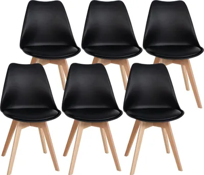 Produktbild von 6er Set Esszimmerstuhl SIKEL - Kunststoff Schwarz 49x50x83 cm | Essstühle Esszimmerstühle Küchenstühle Wohnzimmerstühle