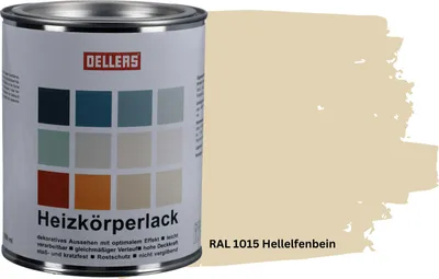 Produktbild von OELLERS Heizkörperlack DIY 1L – RAL 1015 Hellelfenbein | Heizkörperfarbe & Heizungsfarbe | Hochdeckender Heizungslack | Hitzebeständig & langlebig