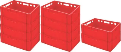 Produktbild von SparSet 10x Eurobehälter Fleischerkasten E2 | HxBxT 20x40x60cm | 41 Liter | Rot | Fleischerkiste, Fleischkiste, Metzgerkiste, Fleischbehälter
