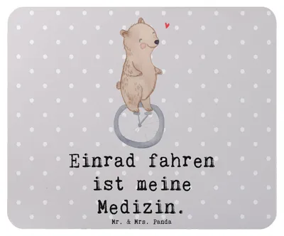 Produktbild von Mr. & Mrs. Panda Mauspad Bär Einrad fahren - Grau Pastell - Geschenk, computer mousepad, Mouse Pad, mousematte, Sport