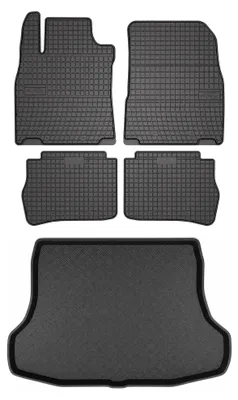Imagen del producto de Alfombrillas de goma + bandeja de maletero para Nissan Tiida C11 2007-2012 (sedán) – juego de 5 piezas, negras, a medida – Wielganizator SolidPRO