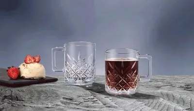 Zdjęcie produktu dla Pasabahce Timeless 55462 Kubek z kwarcowym uchwytem Zestaw szklanek do herbaty 2 szt