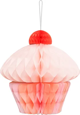 Papierwaben Deko Muffin 20cm Wabenfigur Rosa Rot